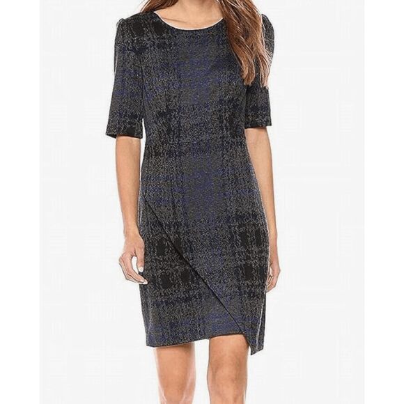 Betsey Johnson NWT Short Sleeve Plaid Gray Blue Dress, Sz 4, MSRP $158 - Picture 1 of 9